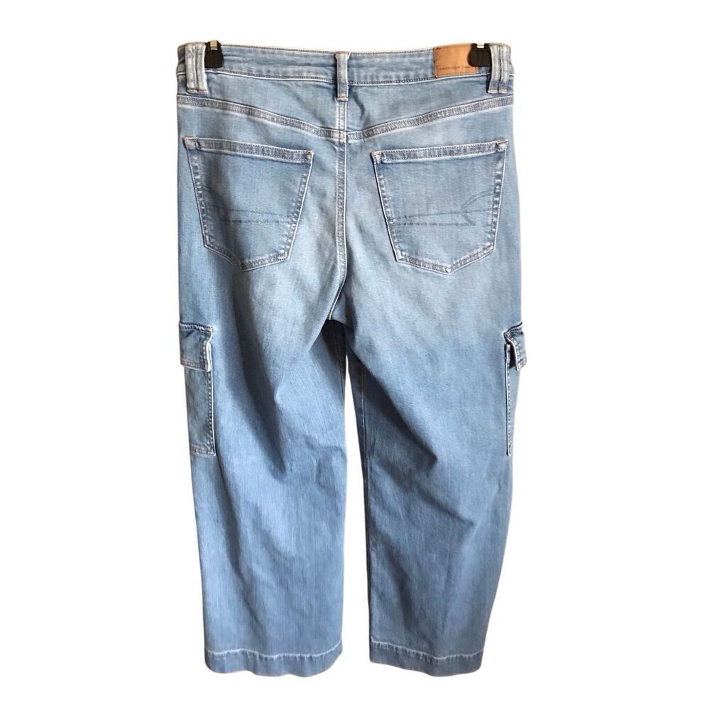 American Eagle size 10 Baggy Wide leg jeans super high rise side pockets - Picture 2 of 5